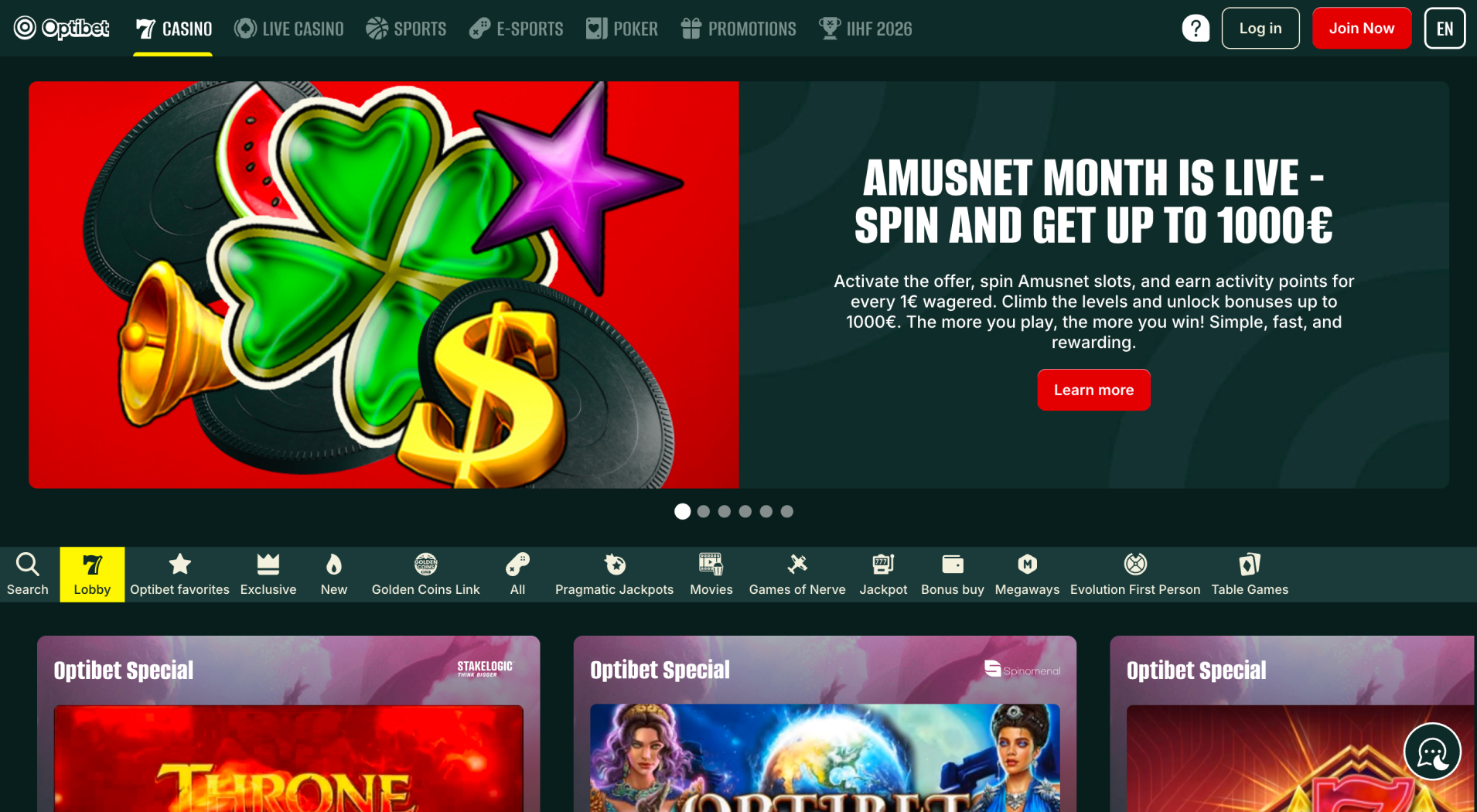 Optibet Casino screenshot 1